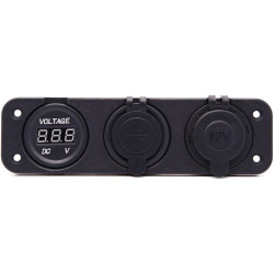 Cigarette lighter socket + USB socket + Voltmeter