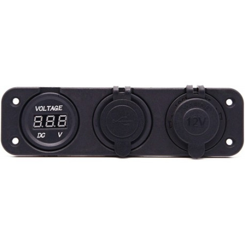Cigarette lighter socket + USB socket + Voltmeter Cigarette lighter socket + USB socket + Voltmeter